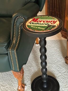 Cabin/Lodge/Lake or Vacation Home Wooden Pedestal Upcycled Drink Table / Fishing